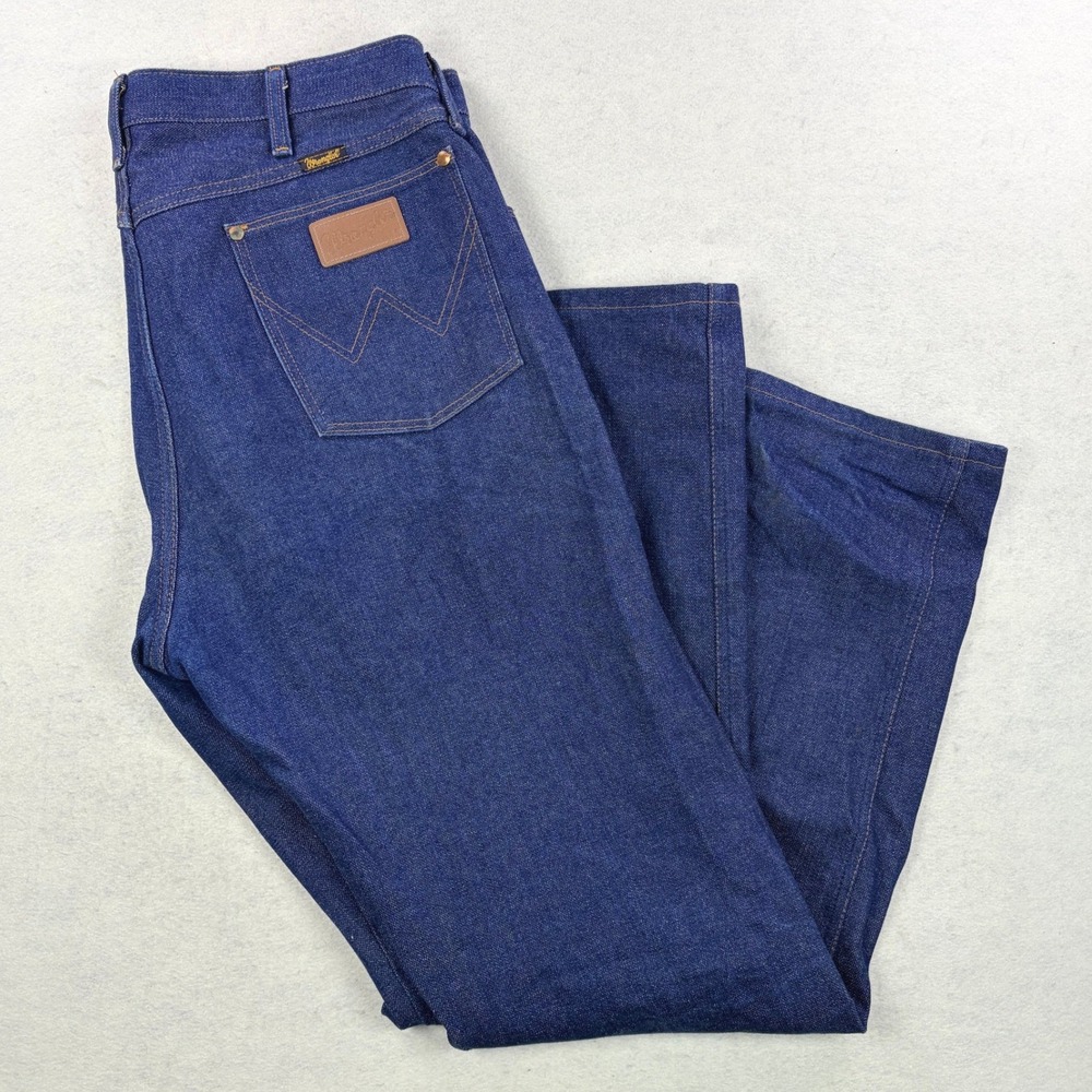 VTG 80s Wrangler 13MWZ Cowboy Cut Jeans Mens 38x33 Dark Indigo Blue Made in USA
